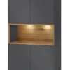 Vitrine 90x200cm 'Locarno' Wildeiche massiv & MDF anthrazit inkl.Beleuchtung