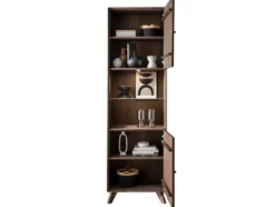 Vitrine 65x209cm "Lugano" Kernbuche massiv Tabak geölt