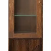 Vitrine 60x200cm 'Marvello' Mango braun & Metall goldfarbig Glastür
