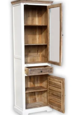 Vitrine 60x195cm 'Nizza' Mango weiß natur