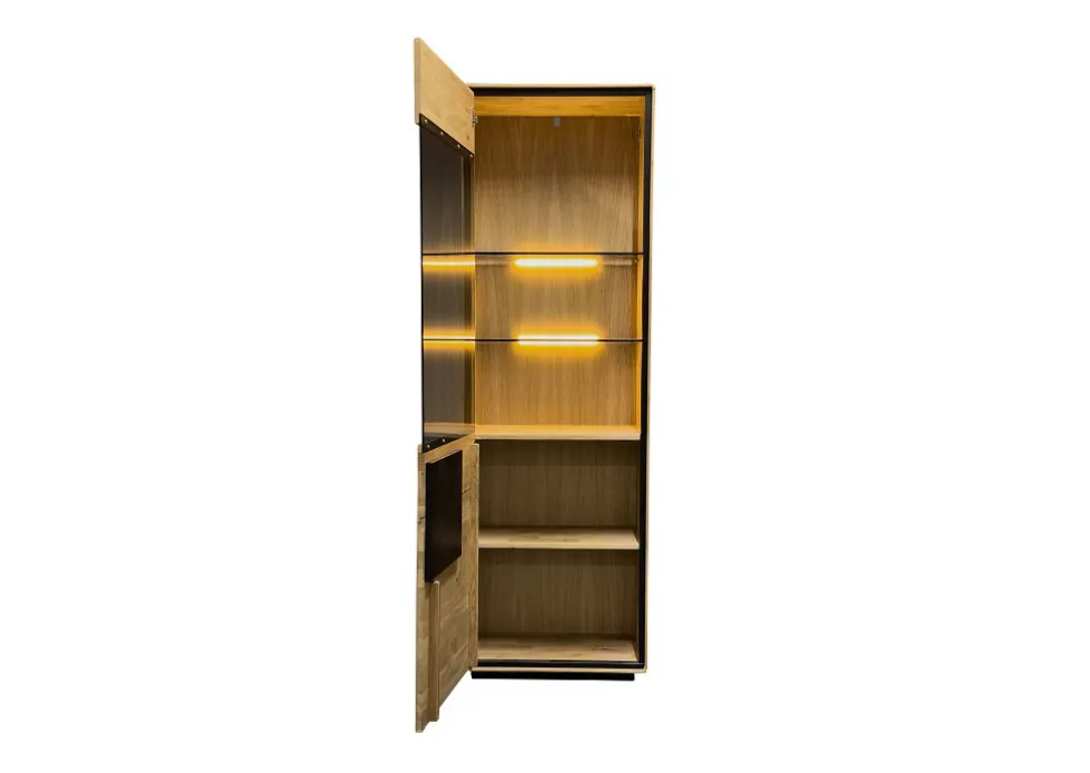 Vitrine 60x203cm "Zarah" Wildeiche geölt Linksanschlag