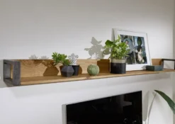 Wandboard 150cm 'Taipeh' Wildeiche & Metall gebürstet