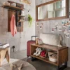 Wandgarderobe 90cm 'Metro' Altholz & Eisen