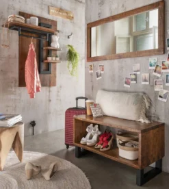 Wandgarderobe 90cm 'Metro' Altholz & Eisen
