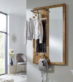 Wandgarderobe inkl.Beleuchtung 88x148cm 'Sadar' Akazie massiv