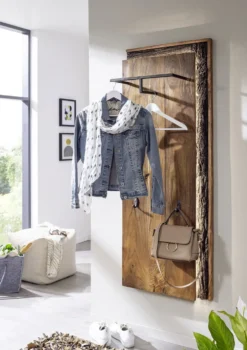 Wandgarderobe inkl.Beleuchtung 56x150cm 'Sadar' Akazie massiv