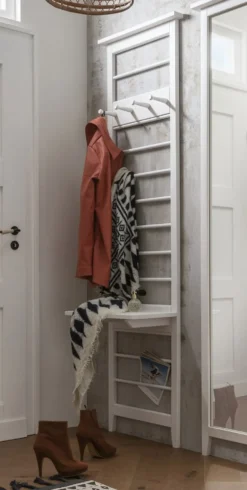 Wandgarderobe mit Haken und Ablage 'Jana' Kiefer weiß