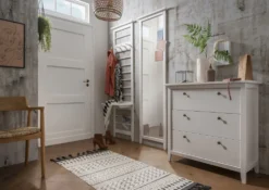 Wandgarderobe mit Haken und Ablage 'Jana' Kiefer weiß & laugenfarbig