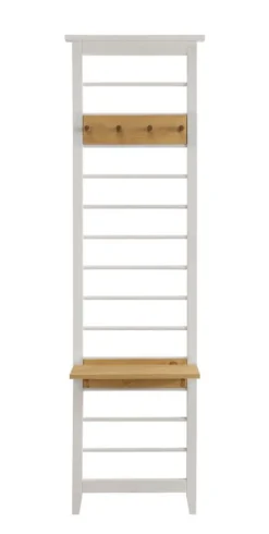 Wandgarderobe mit Haken und Ablage 'Jana' Kiefer weiß & laugenfarbig