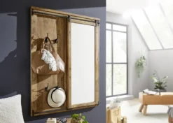 Wandgarderobe mit Spiegel 105x140cm 'Railroad' Mango & Eisen