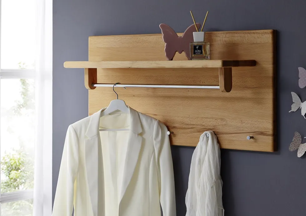 Wandgarderobe 100x50cm 'Bayreuth' Kernbuche massiv