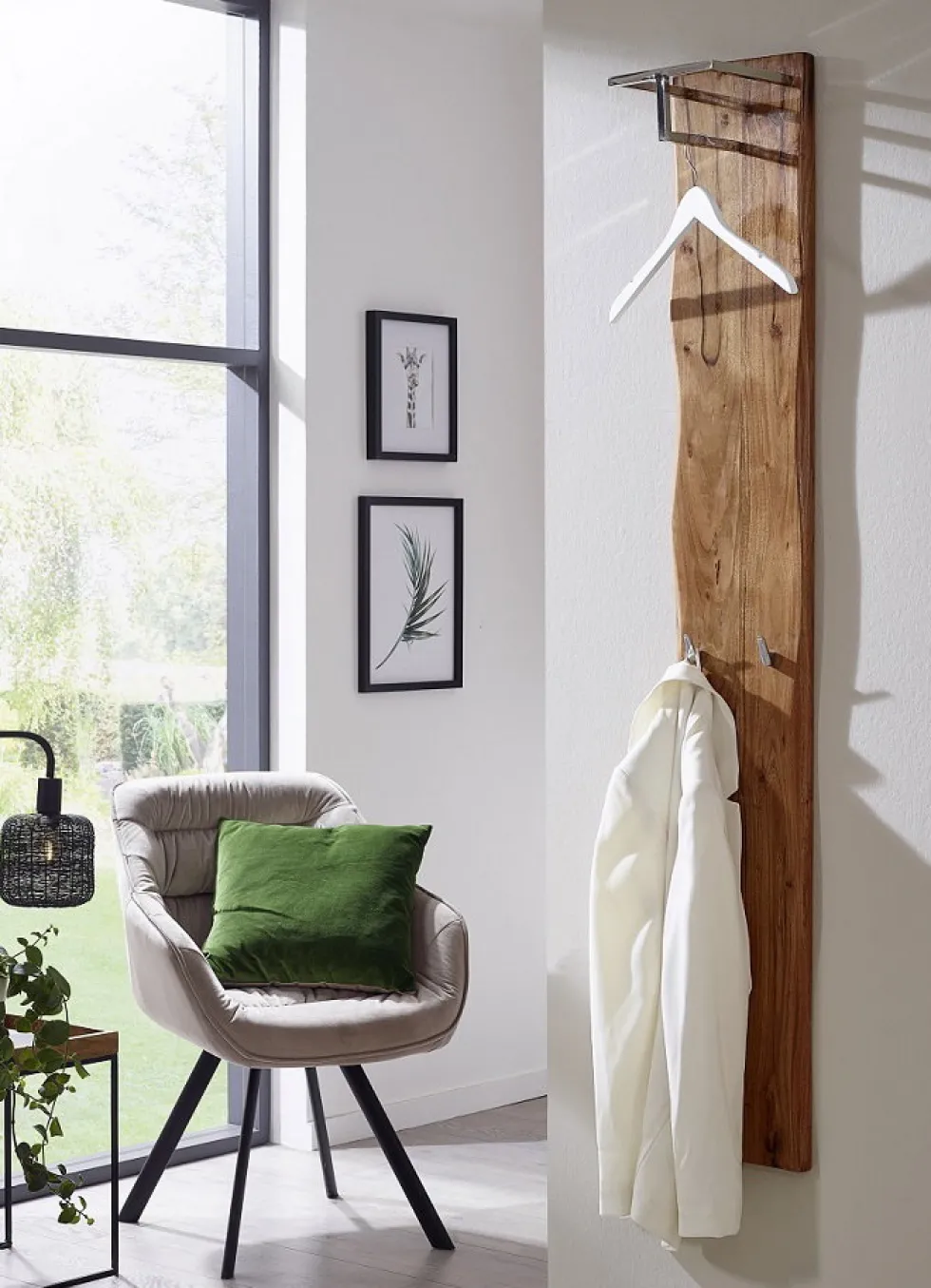 Wandgarderobe 25x150cm 'Forest' Akazie massiv