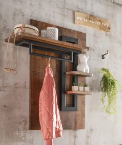 Wandgarderobe 90x110cm 'Metro' Altholz & Eisen