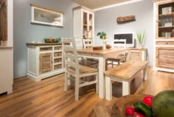 Wandgarderobe 120x40cm 'Nizza' Mango weiß natur