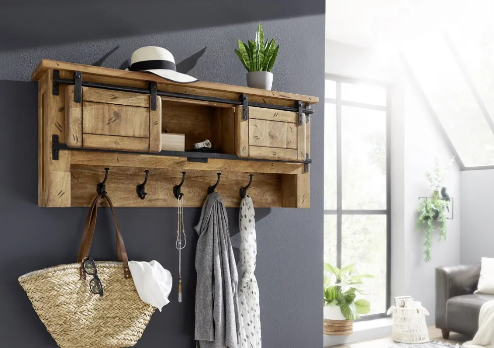 Wandgarderobe 115x49cm 'Railroad' Mango & Eisen