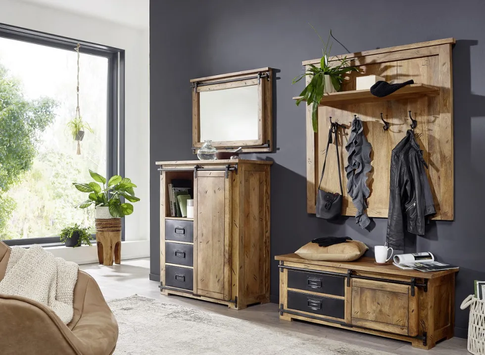 Wandgarderobe 115x49cm 'Railroad' Mango & Eisen