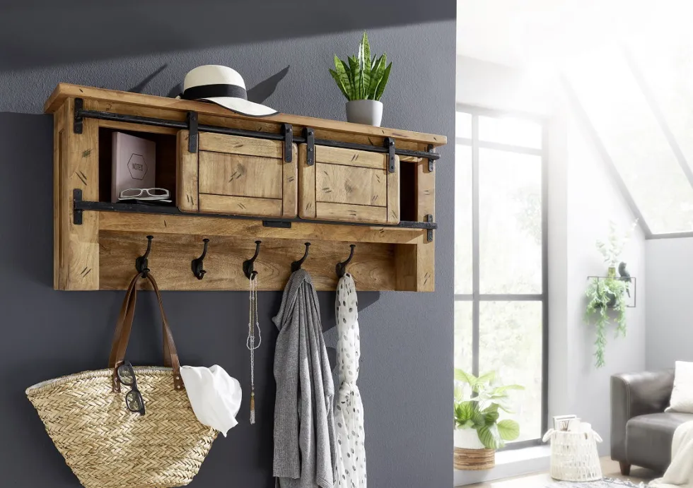 Wandgarderobe 115x49cm 'Railroad' Mango & Eisen