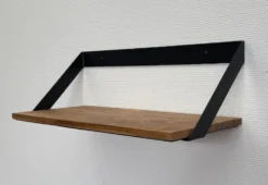 Wandregal 40cm "Bari" Mangoholz & Eisen schwarz