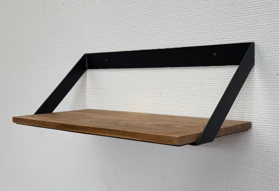 Wandregal 40cm "Bari" Mangoholz & Eisen schwarz