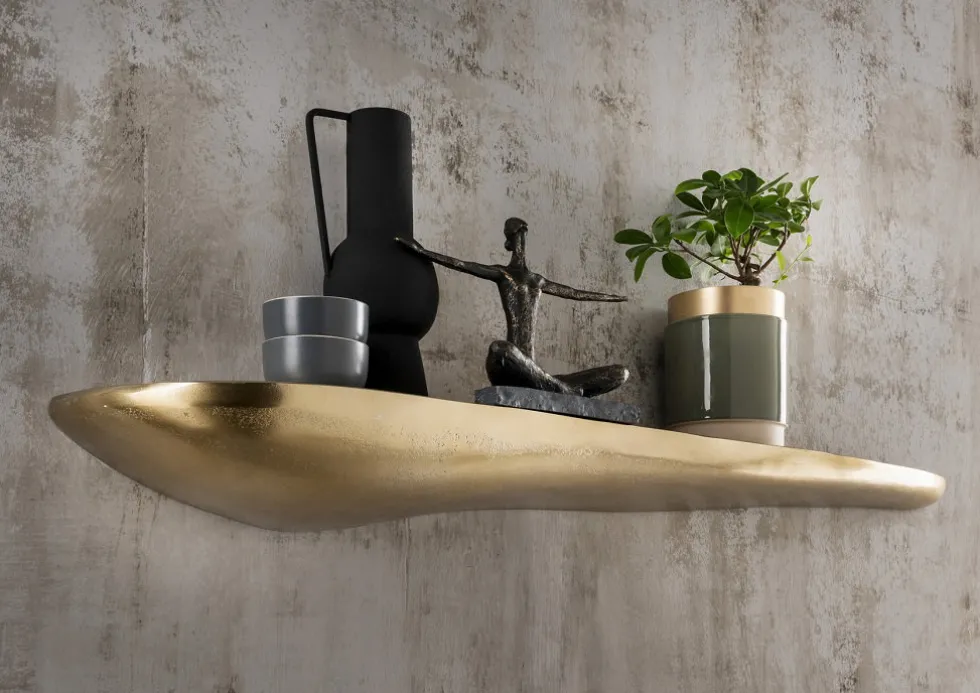 Wandregal 111cm "Stone" Alu bronzegold