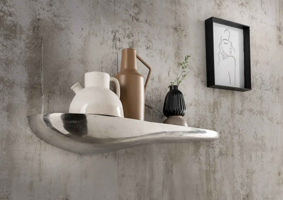 Wandregal 75cm "Stone" Alu vernickelt