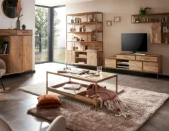 Wandregal 120x85cm 'Houston' Mango natur & goldfarbig