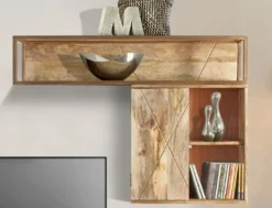 Wandregal 120x85cm 'Houston' Mango natur & goldfarbig