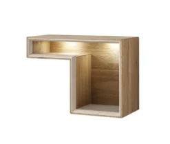 Wandregal 70x52cm 'Locarno' Wildeiche massiv & Rahmen MDF creme inkl.Beleuchtung