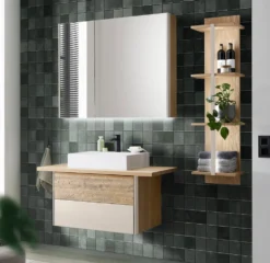 Waschbeckenunterschrank 105cm 'Avallon' Wildeiche geölt & creme