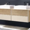 Waschbeckenunterschrank 140cm 'Avallon' Wildeiche geölt & creme