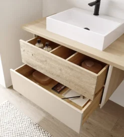 Waschbeckenunterschrank 75cm 'Avallon' Wildeiche geölt & creme