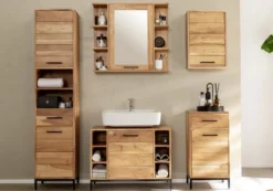 Waschbeckenunterschrank 80x60cm 'Albany' Akazie massiv lackiert
