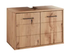 Waschbeckenunterschrank 70x60cm 'Orlando' Wildeiche massiv geölt hängend & stehend