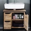 Waschbeckenunterschrank 68x63cm 'Brooklyn' Mango & Metall schwarz