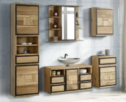 Waschbeckenunterschrank 90x64cm 'Timbero' Eiche massiv hängend oder stehend