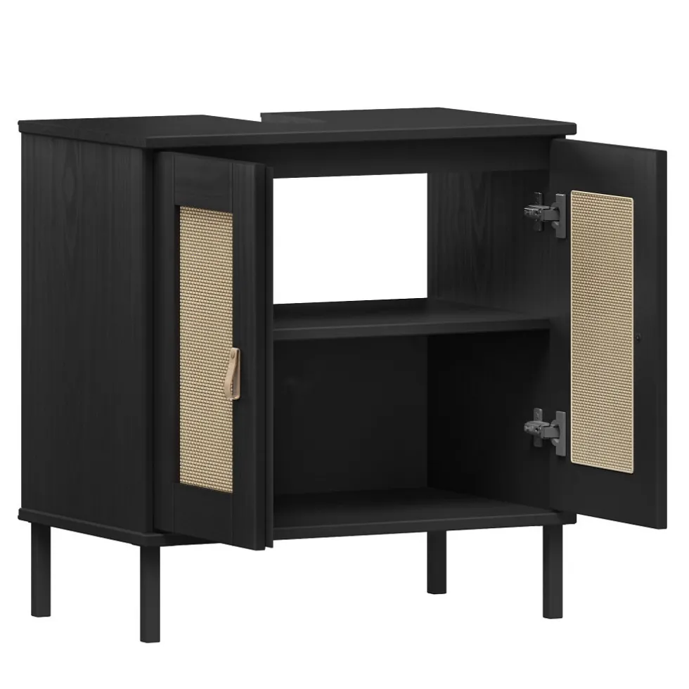 Waschbeckenunterschrank 62x65cm 'Seattle' Kiefer massiv schwarz