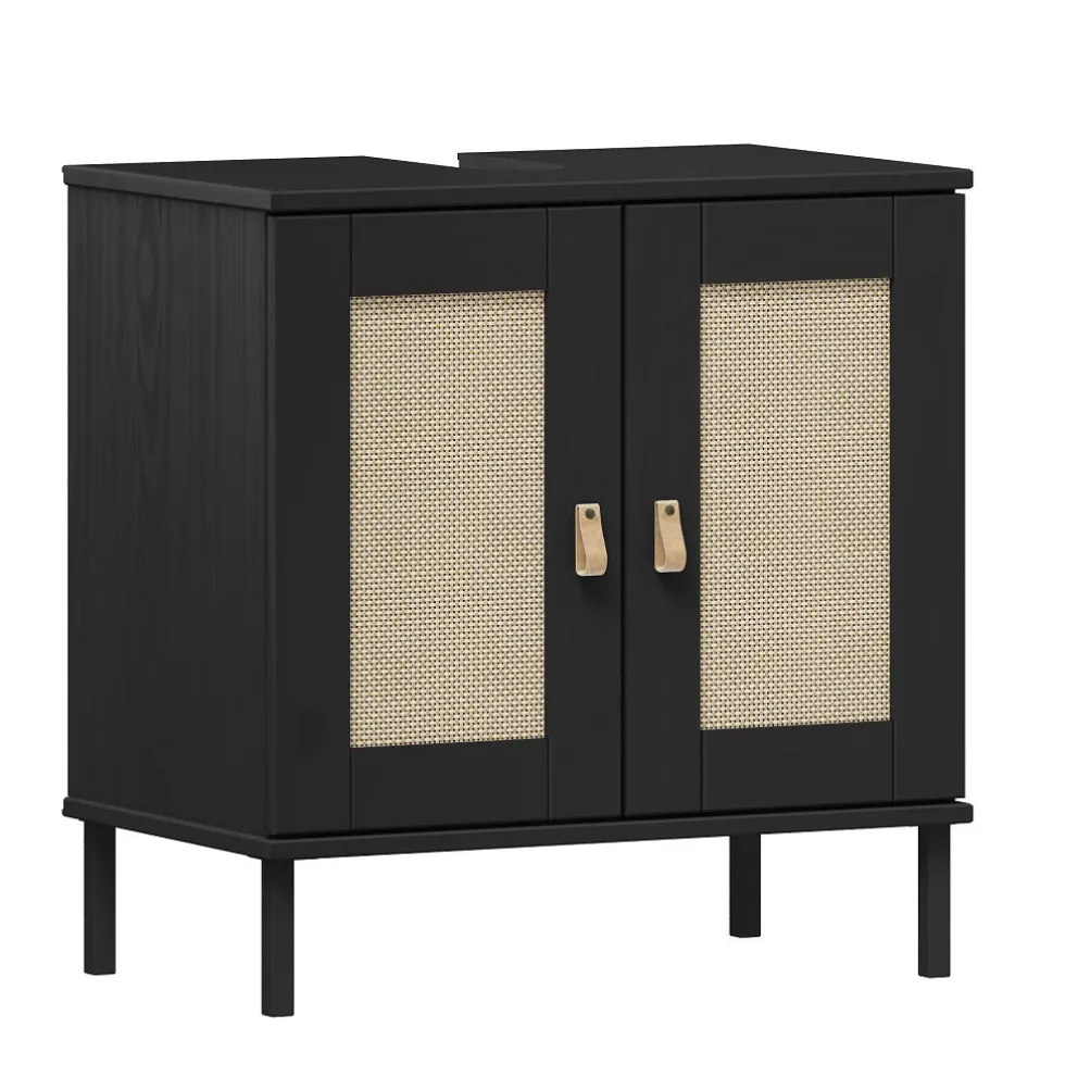 Waschbeckenunterschrank 62x65cm 'Seattle' Kiefer massiv schwarz