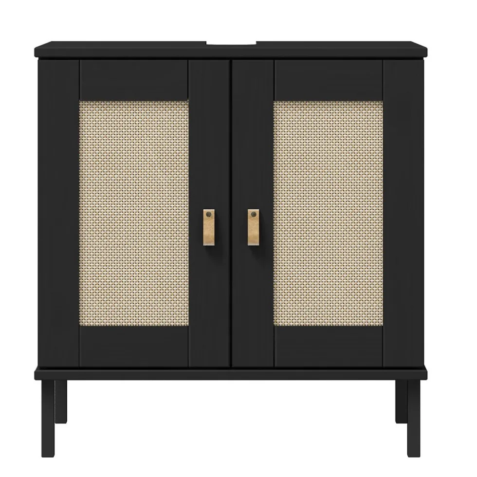 Waschbeckenunterschrank 62x65cm 'Seattle' Kiefer massiv schwarz