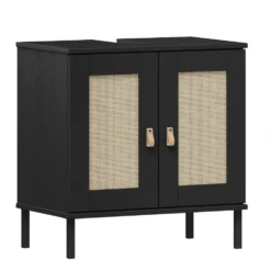 Waschbeckenunterschrank 62x65cm 'Seattle' Kiefer massiv schwarz