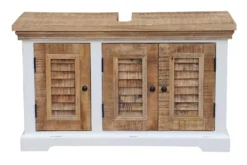 Waschbeckenunterschrank 100x60cm 'Nizza' Mango weiß natur 3 Türen