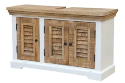 Waschbeckenunterschrank 100x60cm 'Nizza' Mango weiß natur 3 Türen