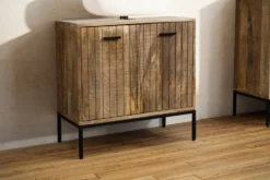 Waschbeckenunterschrank 60x60cm 'Life' Mango & Metall schwarz