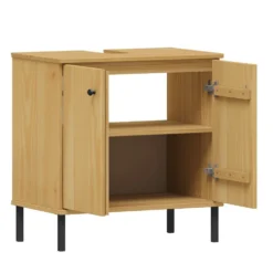 Waschbeckenunterschrank 62x65cm 'Detroit' Kiefer massiv eichefarbig & schwarz