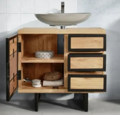 Waschbeckenunterschrank 68x64cm 'Timbero' Eiche massiv hängend oder stehend