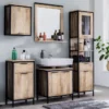 Waschbeckenunterschrank 60x63cm 'Brooklyn' Mango & Metall schwarz