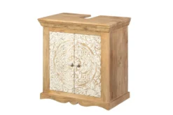 Waschbeckenunterschrank 65x68cm 'Tibet' Mango natur & weiß antik