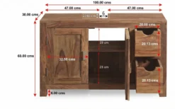 Waschbeckenunterschrank 100x60cm 'Oxford' Sheesham massiv