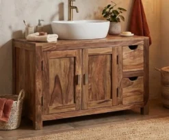 Waschbeckenunterschrank 100x60cm 'Oxford' Sheesham massiv