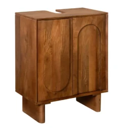Waschbeckenunterschrank 60x64cm 'Curves' Mango massiv dunkelbraun