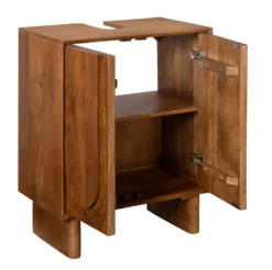 Waschbeckenunterschrank 60x64cm 'Curves' Mango massiv dunkelbraun